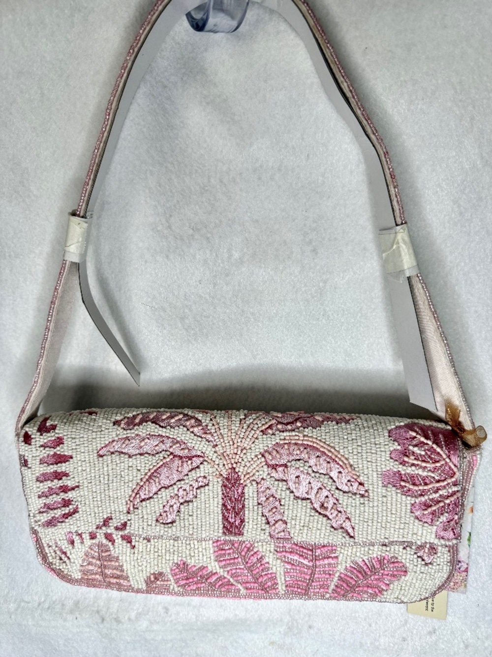 Viral NWT Made in India Pink Palm Beaded Shoulder Bag